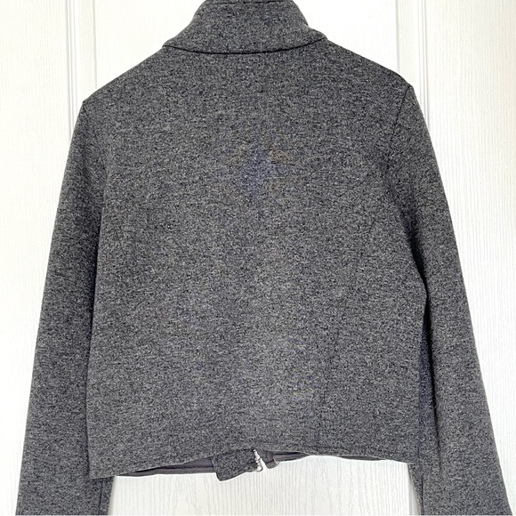 Eileen Fisher Gray Wool Blend Asymmetrical Moto Zip Jacket Sz M Bikercore Cozy - Picture 6 of 15